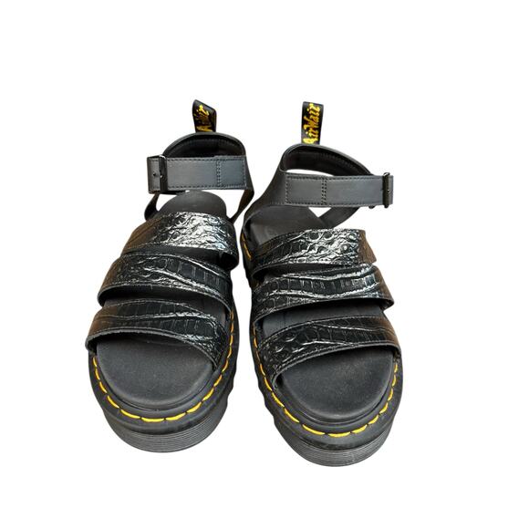 NWOT Dr. Marten's Blair Wild Croc Leather Embossed Gunmetal Strappy Sandal - 8 - Picture 4 of 9